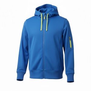 Mondetta Blue Softshell Hoodie Jacket Youth XL Fleece Lined Zip Front Neon Accen